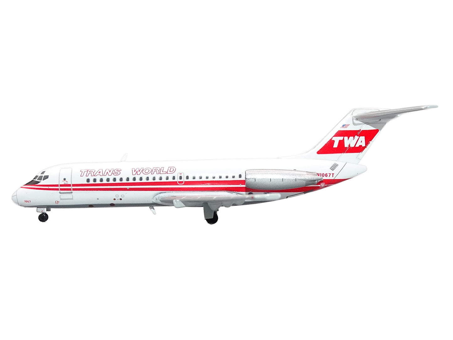 McDonnell Douglas DC-9-15 Commercial Aircraft "Trans World Airlines" (N1067T) White with Red Stripes 1/400 Diecast Model by V1:400