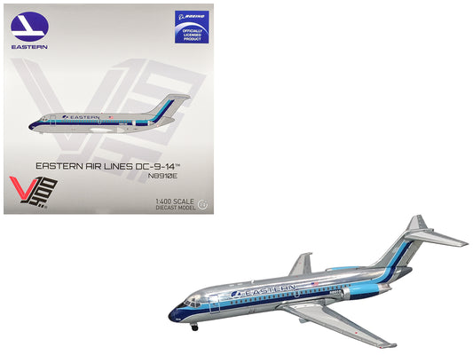 McDonnell Douglas DC-9-14 Commercial Aircraft "Eastern Air Lines" (N8910E) Silver with Blue Stripes 1/400 T&y Diecast Model by V1:400