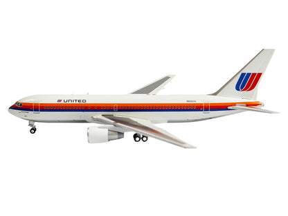 Boeing 767-200 Commercial Aircraft "United Airlines" (N606UA) White with Stripes 1/400 Diecast Model by V1:400