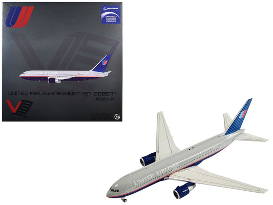 Boeing 767-200ER Commercial Aircraft "United Airlines" (N609UA) Gray with Blue Tail 1/400 T&y Diecast Model by V1:400