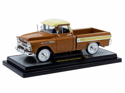 1958 Chevrolet Apache Cameo Pickup Truck Brown Beige 1/24 Diecast Model - M2