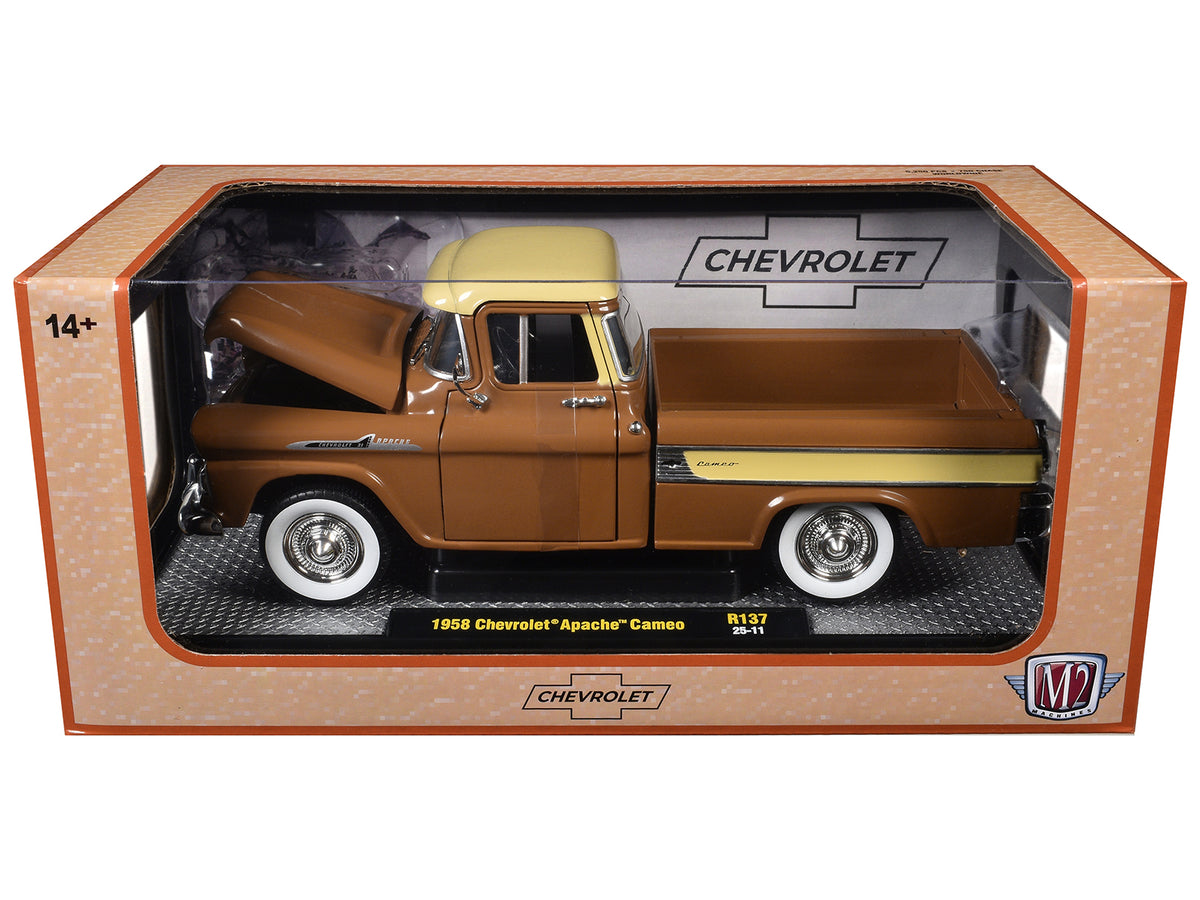 1958 Chevrolet Apache Cameo Pickup Truck Brown Beige 1/24 Diecast Model - M2