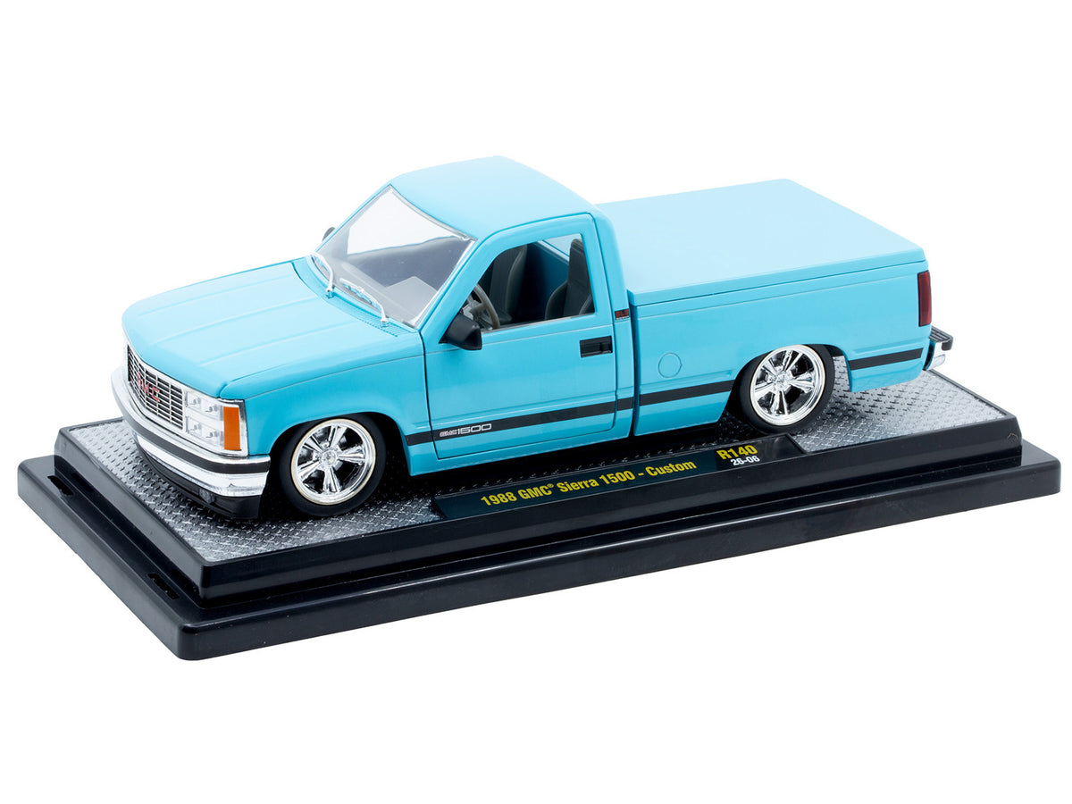 1988 GMC Sierra 1500 Custom Pickup Truck Light Blue 1/24 Diecast Model - M2