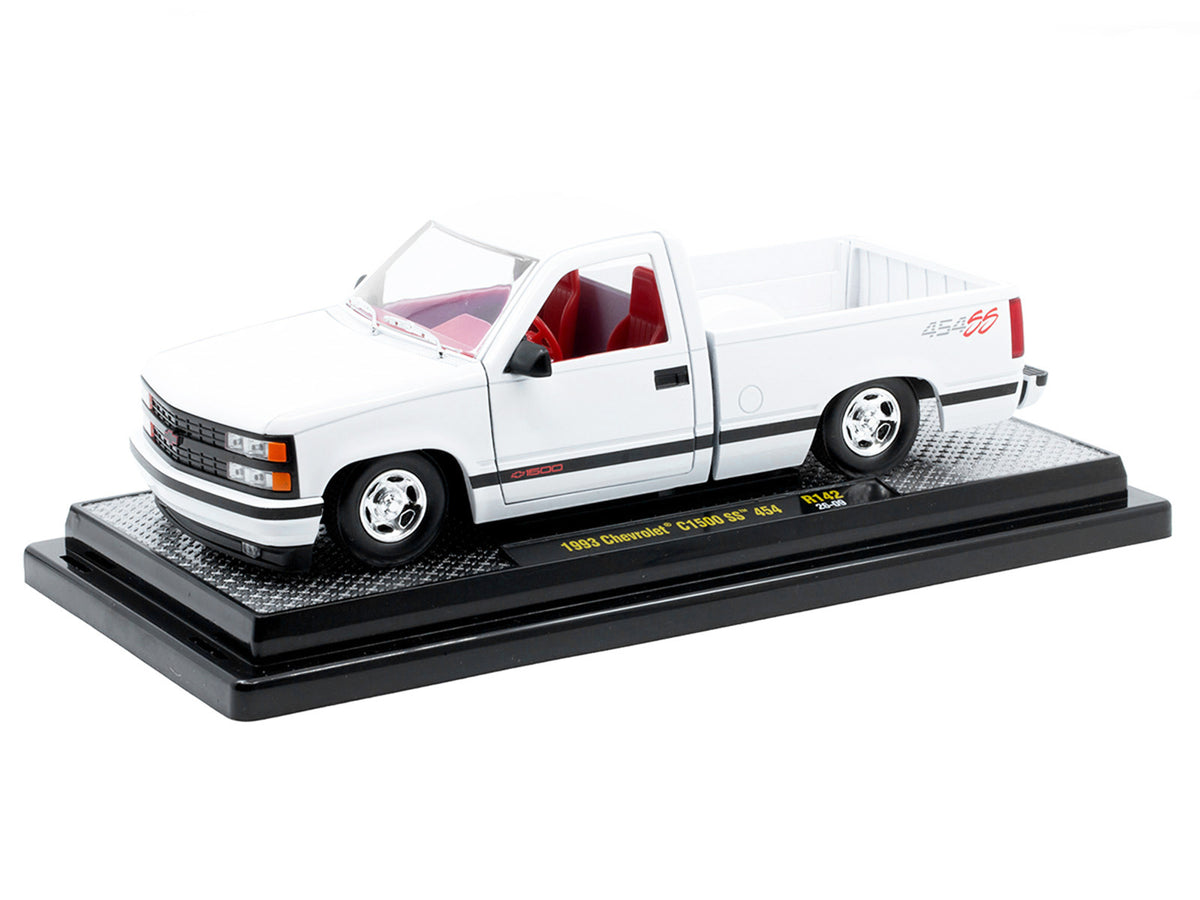 1993 Chevrolet C1500 SS 454 Pickup Truck White Red 1/24 Diecast Model - M2