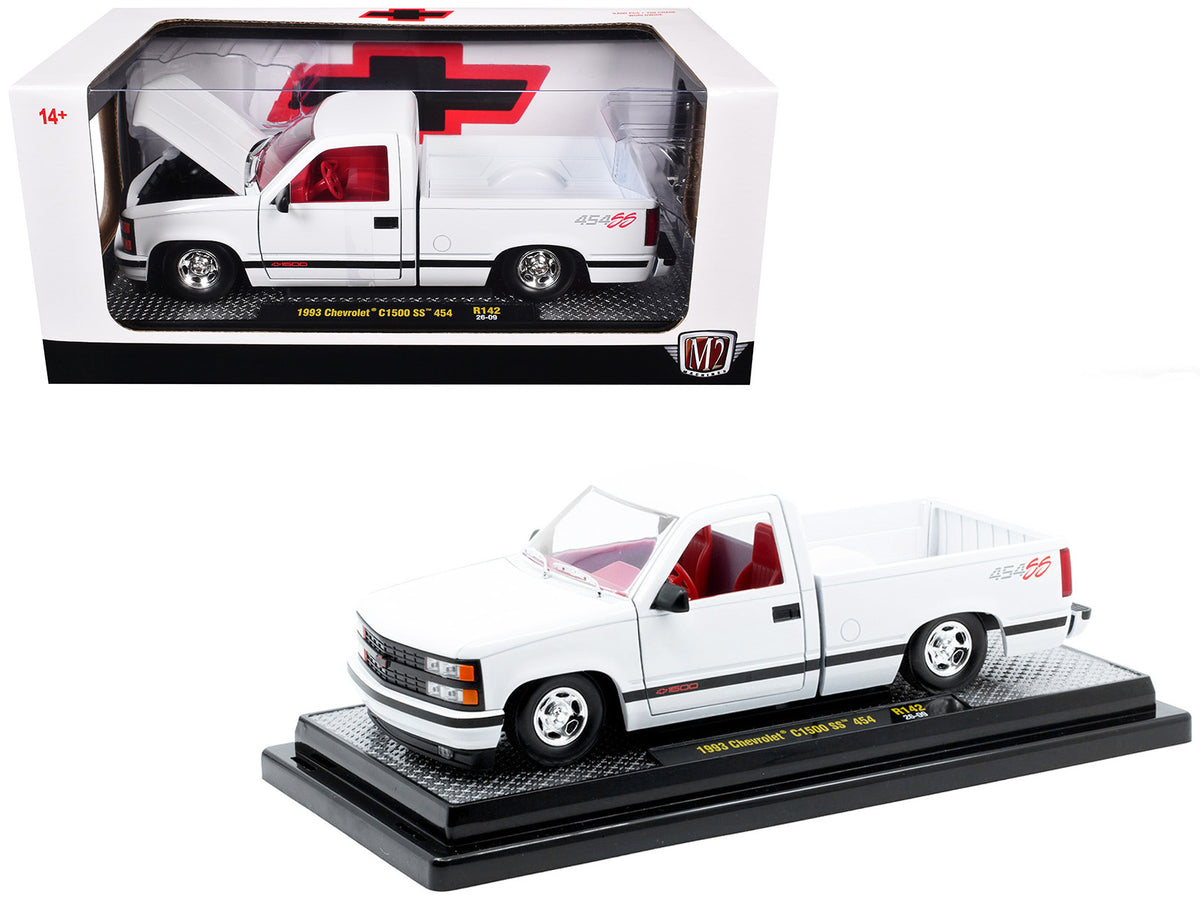 1993 Chevrolet C1500 SS 454 Pickup Truck White Red 1/24 Diecast Model - M2