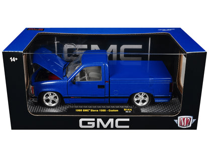 1988 GMC Sierra 1500 Custom Pickup Truck Blue Metallic 1/24 Diecast Model - M2
