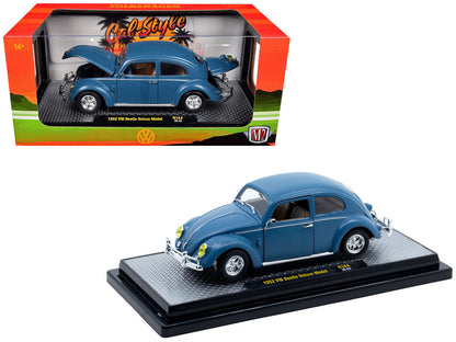 1952 Volkswagen Beetle Deluxe Model Matt Blue 1/24 Diecast Model Car - M2