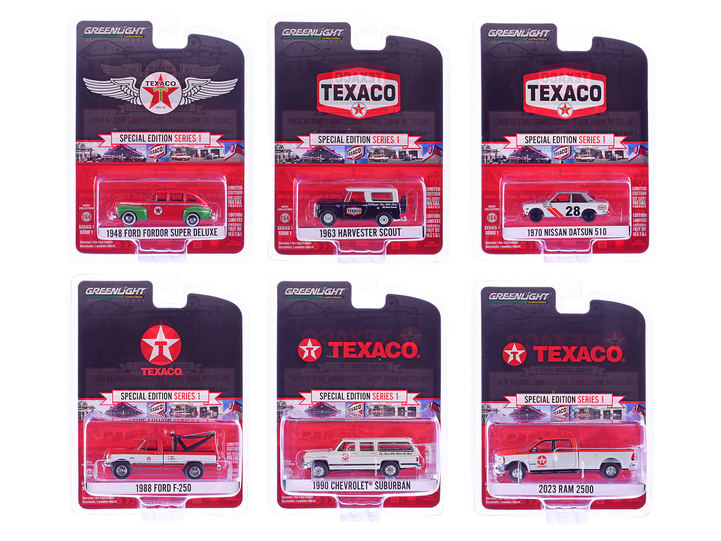 GreenLight "Texaco Special Edition" Series 1 Set of 6 pieces 1/64 Diecast Model Cars by <h2>"Texaco Greenlight</h2> <p>High-quality car perfect for collectors and enthusiasts. Features detailed interi