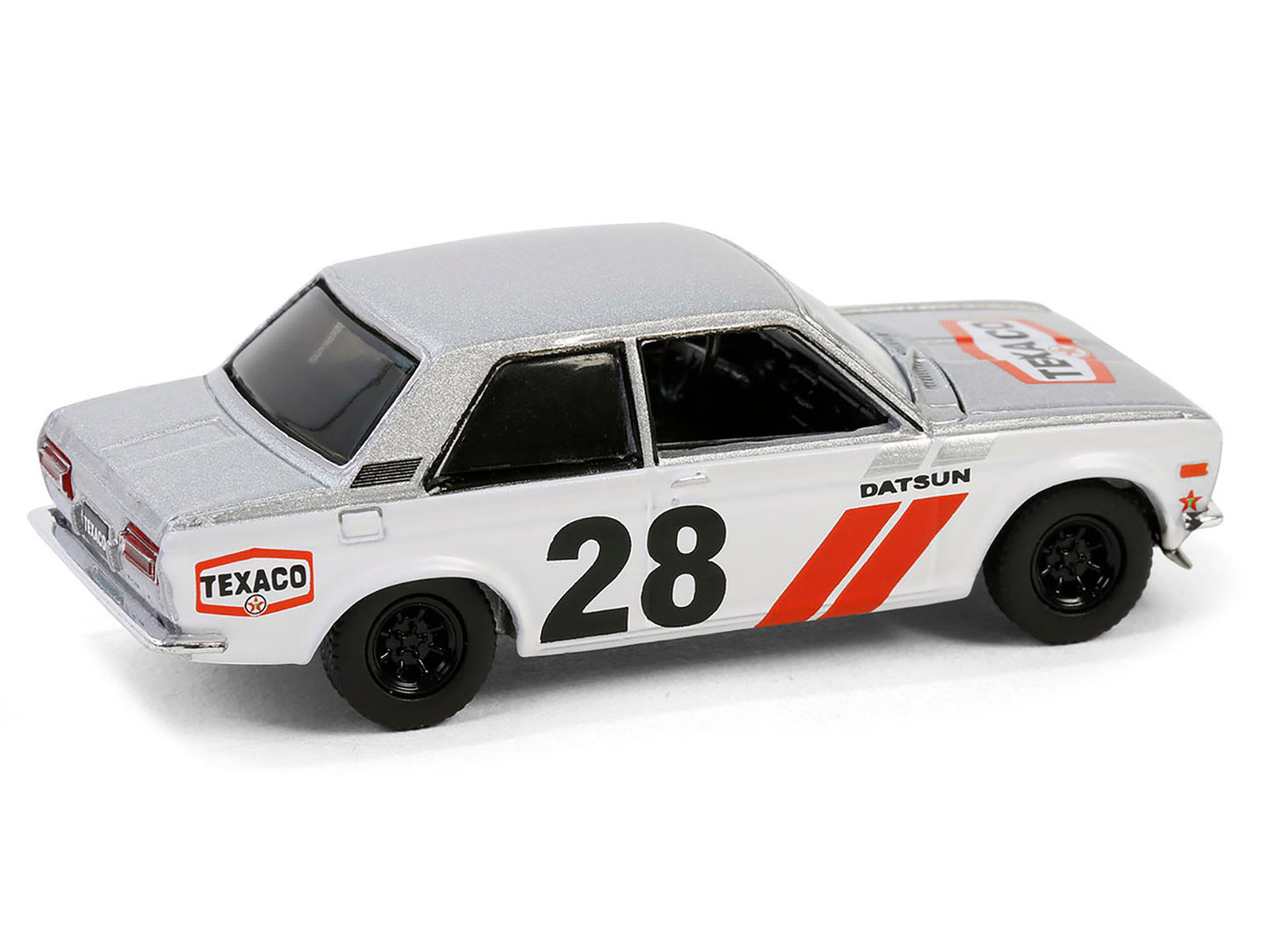 GreenLight 1970 Nissan Datsun 510 #28 "Texaco" Silver Metallic and White with Red Stripes "Texaco Special Edition" Series 1 1/64 Diecast Model Car by <h2>1970 Greenlight</h2> <p>High-quality perfect f