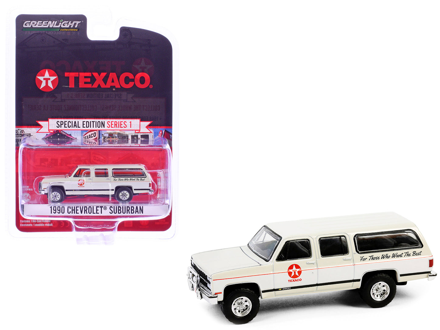 GreenLight 1990 Chevrolet Suburban "Texaco" Cream and White "Texaco Special Edition" Series 1 1/64 Diecast Model Car by <h2>1990 Greenlight</h2> <p>High-quality perfect for collectors enthusiasts. Fea