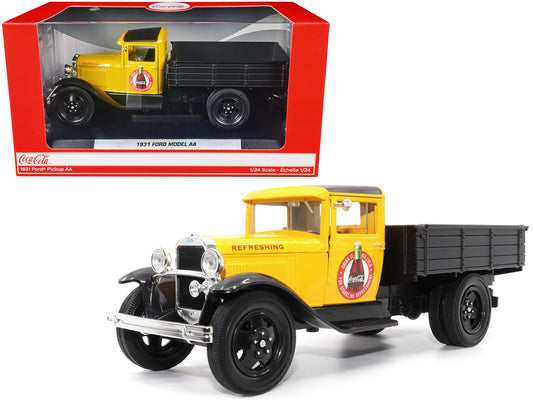 1931 Ford Model AA Pickup Truck Yellow and Black "Drink it Ice Cold for Sparkling Refreshment - Coca-Cola" 1/24 T&y Diecast Model Car by Motor City Classics
