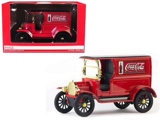 1917 Ford Model T Cargo Van "Coca-Cola" Red with Black Top 1/24 T&y Diecast Model Car by Motorcity Classics