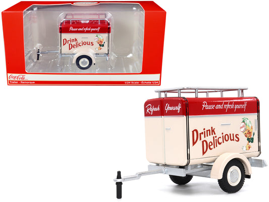Travel Trailer Cream with Red Top 1/24 Diecast by Motor City Classics
