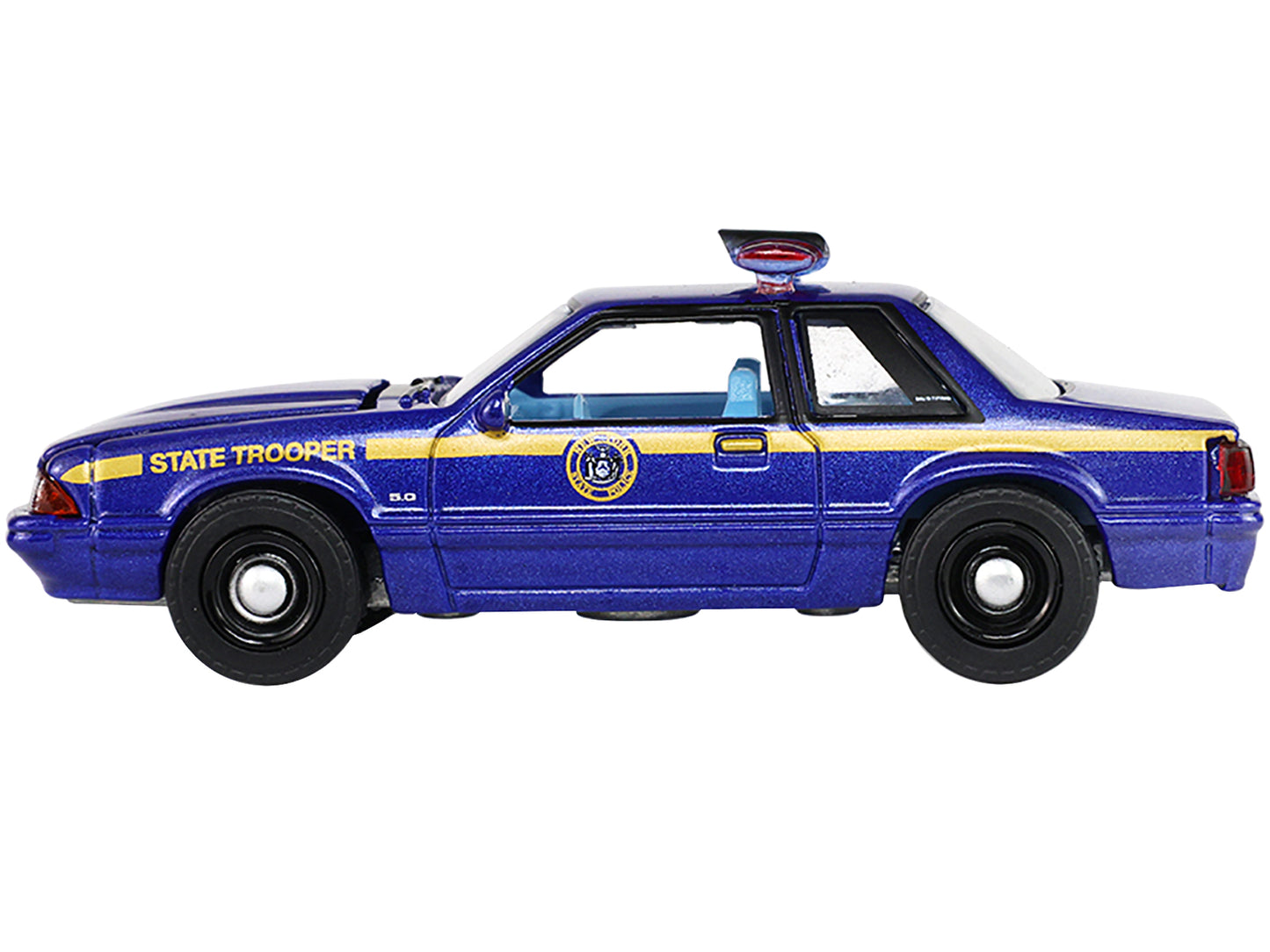 GreenLight 1988 Ford Mustang "New York State Police" Blue with Yellow Stripes and Interior "Hot Pursuit" Series 8 1/64 Diecast Model Car by <h2>1988 Greenlight</h2> <p>High-quality perfect for collect