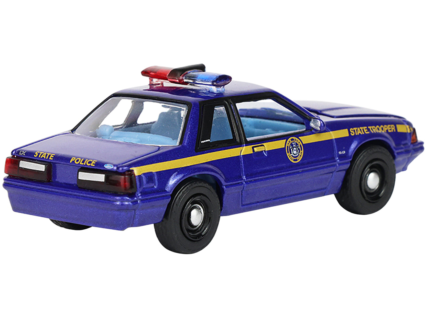 GreenLight 1988 Ford Mustang "New York State Police" Blue with Yellow Stripes and Interior "Hot Pursuit" Series 8 1/64 Diecast Model Car by <h2>1988 Greenlight</h2> <p>High-quality perfect for collect