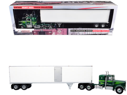 1976 Kenworth W900A Tractor with Dry Goods Trailer Green Metallic with Light Green Graphics "Vintage Heavy Haul Truck Collection" 1/43 T&y Diecast Model by Iconic Replicas