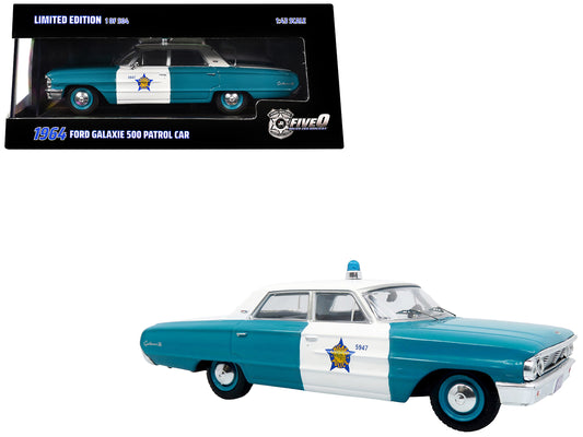 1964 Ford Galaxie 500 Police Car "Chicago Police Department" Blue and White "Five0" Series Limited Edition to 504 pieces Worldwide 1/43 T&y Diecast Model by Iconic Replicas