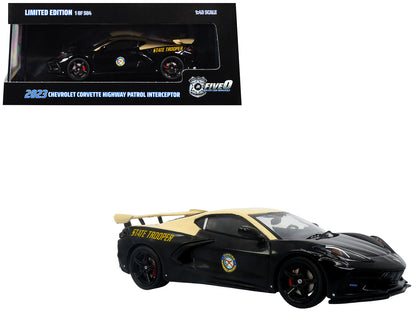 2023 Chevrolet Corvette C8 Stingray Police Interceptor "Florida Highway Patrol (FHP)" Black with Cream Top 1/43 T&y Diecast Model by Iconic Replicas
