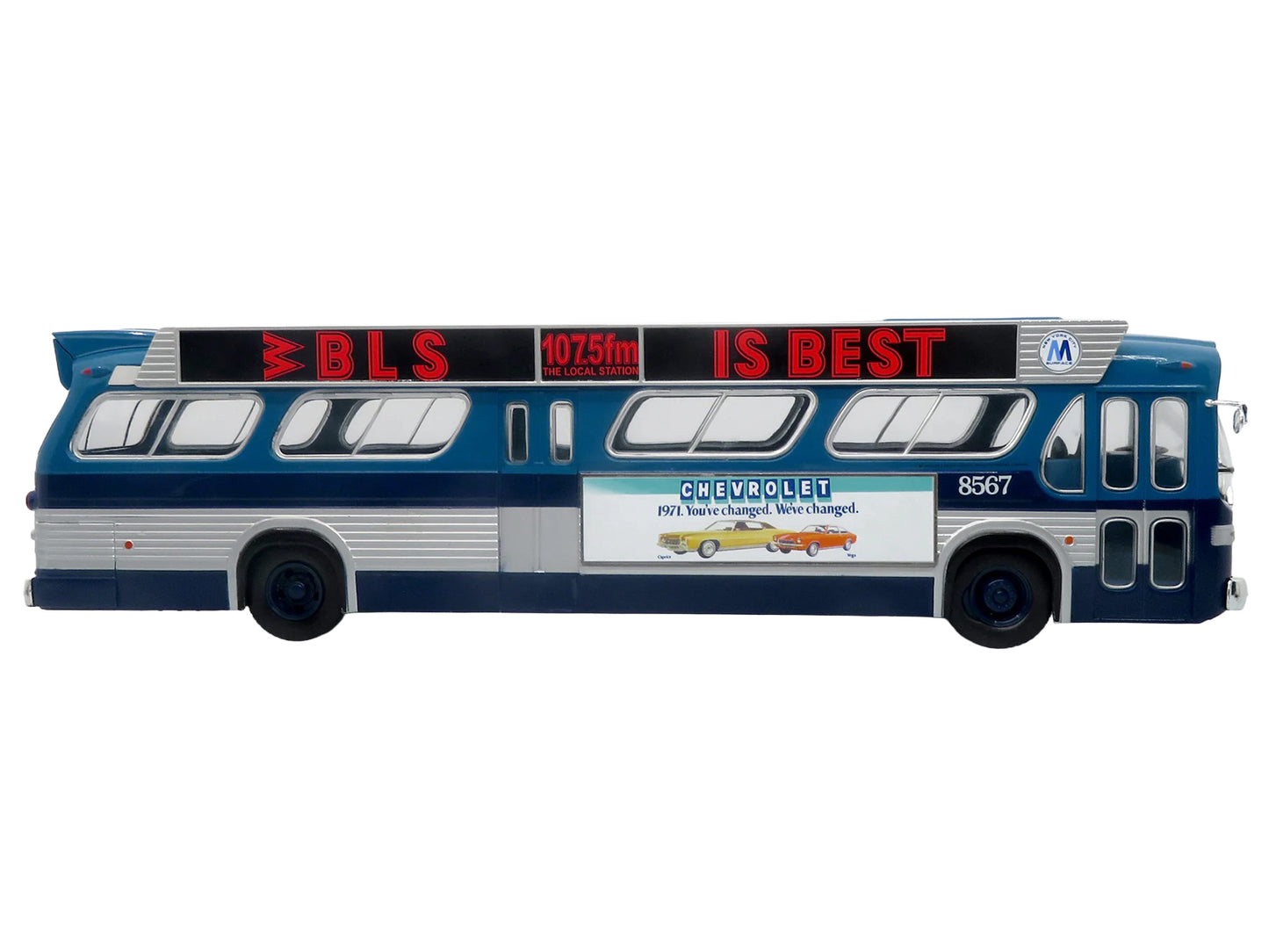 1963 GM TDH-5303 Transit Bus "MTA New York City Surface Transit" Blue Two-Tone with Graphics "The Bus & Motorcoach Collection" Limited Edition to 504 pieces Worldwide  1/43 Plastic Model by Iconic Replicas T&y