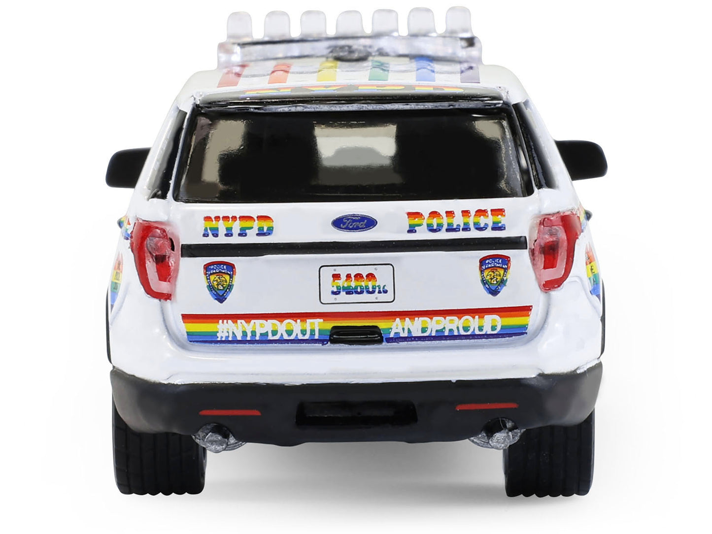 GreenLight 2016 Ford Police Interceptor Utility "New York Department (NYPD) Pride Livery" White with Rainbow Stripes "Hot Pursuit" Series 47 1/64 Diecast Model Car by <h2>2016 Greenlight</h2> <p>High-