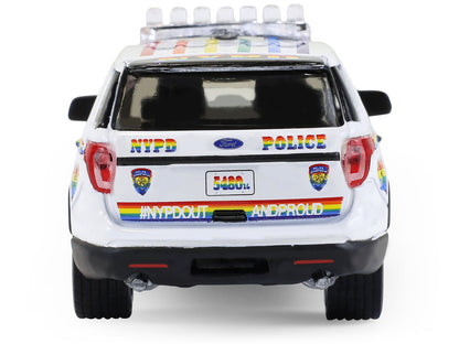 GreenLight 2016 Ford Police Interceptor Utility "New York Department (NYPD) Pride Livery" White with Rainbow Stripes "Hot Pursuit" Series 47 1/64 Diecast Model Car by <h2>2016 Greenlight</h2> <p>High-