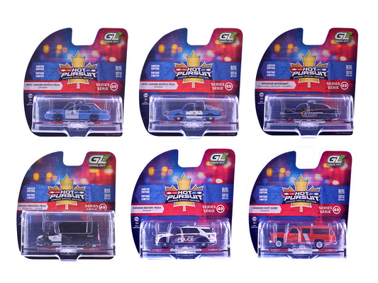 "Hot Pursuit - Canada Special Edition" Set of 6 Police Cars 1/64 T&y Diecast Model Cars by Greenlight