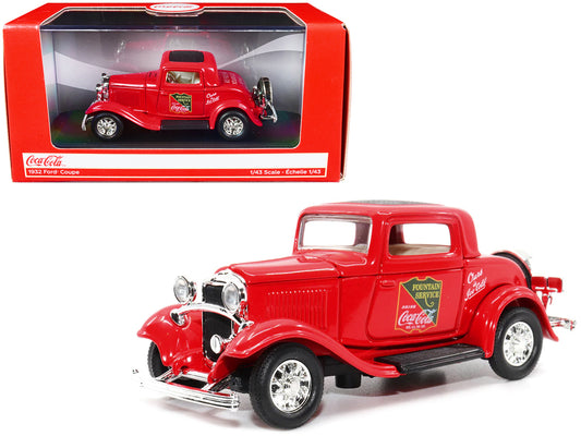 1932 Ford Coupe "Coca-Cola" Red with Black Top 1/43 T&y Diecast Model Car by Motor City Classics