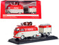 1960 Volkswagen T1 Kombi Van with Trailer Red and Cream "Coca Cola" 1/43 T&y Diecast Model Car by Motorcity Classics