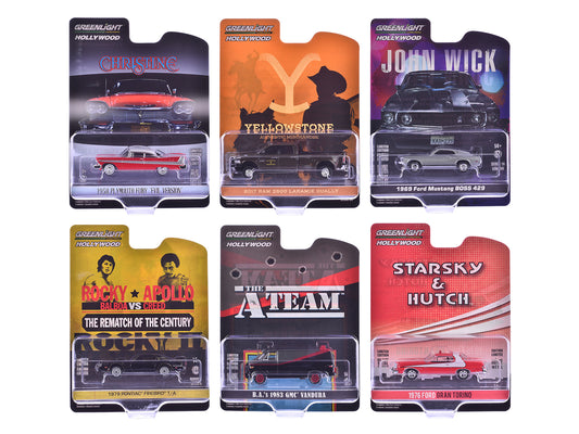 "Hollywood Greatest Hits" (2024) Set of 6 pieces 1/64 T&y Diecast Model Cars by Greenlight