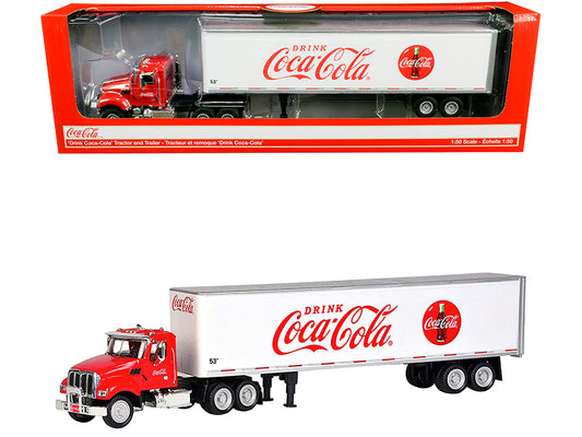 Truck Tractor with 53' Trailer "Drink Coca-Cola" Red and White 1/50 T&y Diecast Model by Motorcity Classics