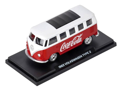 1963 Volkswagen Type 2 Van "Coca-Cola" Red and White 1/50 T&y Diecast Model by Motorcity Classics