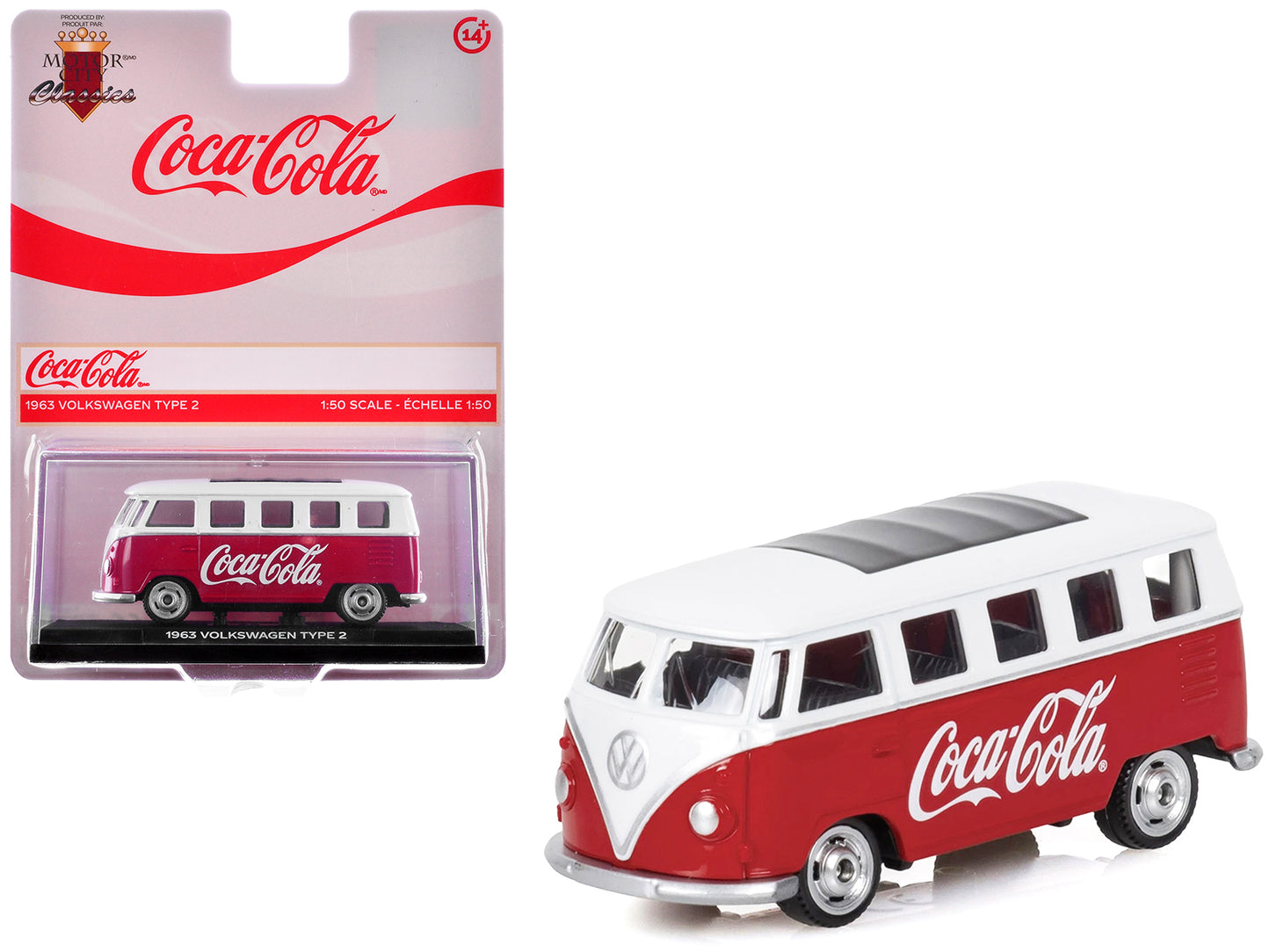 1963 Volkswagen Type 2 Van "Coca-Cola" Red and White 1/50 T&y Diecast Model by Motorcity Classics