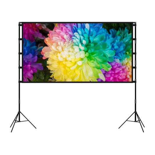 100Inch Projector Screen With Stand 16:9 4K Hd Rear Front Wrinkle-Free Portable