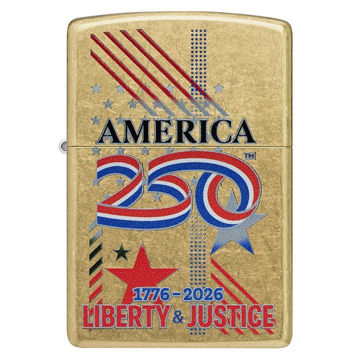 Zippo Windproof Lighter America250™ Liberty & Justice Color Image - Street Brass