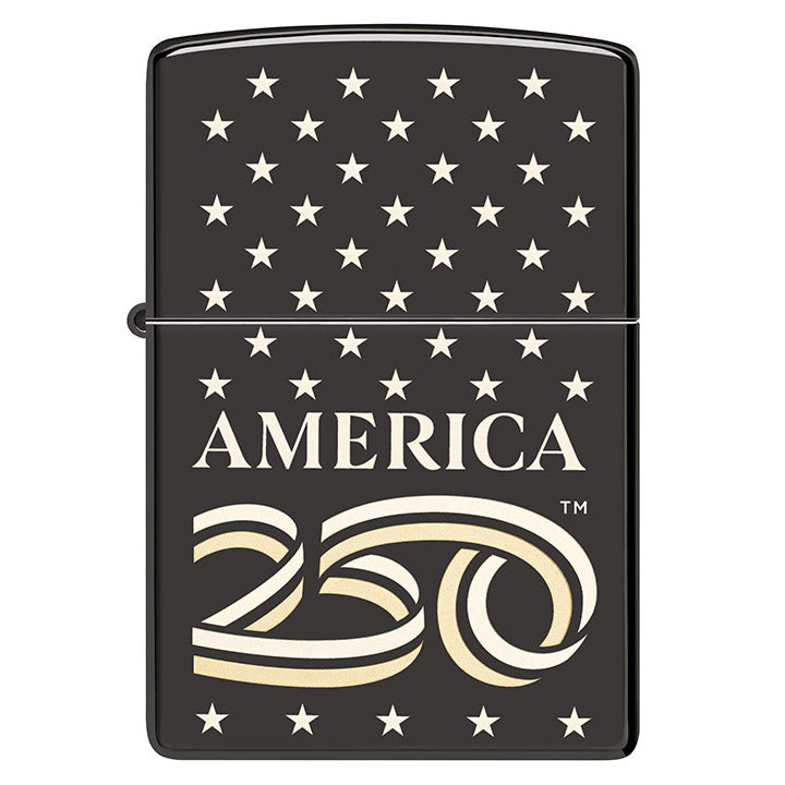 Zippo Windproof Lighter America250™ Laser Two-Tone - High Polish Black