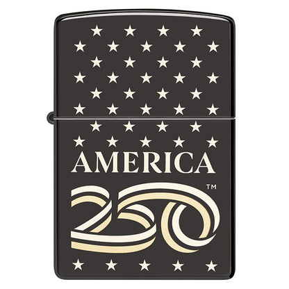 Zippo Windproof Lighter America250™ Laser Two-Tone - High Polish Black
