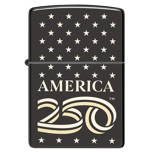 Zippo Windproof Lighter America250™ Laser Two-Tone - High Polish Black
