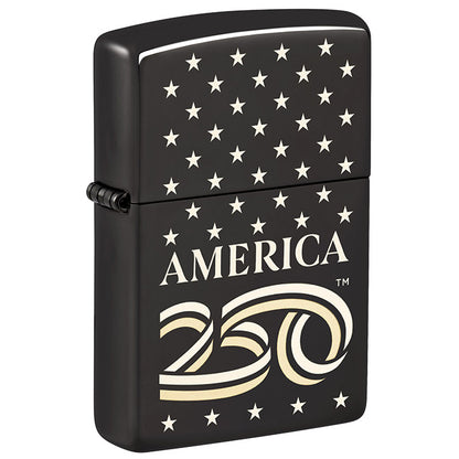 Zippo Windproof Lighter America250™ Laser Two-Tone - High Polish Black