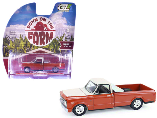 1968 Chevrolet C-10 Pickup Truck with Toolbox Orange and Beige "Down on the Farm" Series 11 1/64 T&y Diecast Model by Greenlight