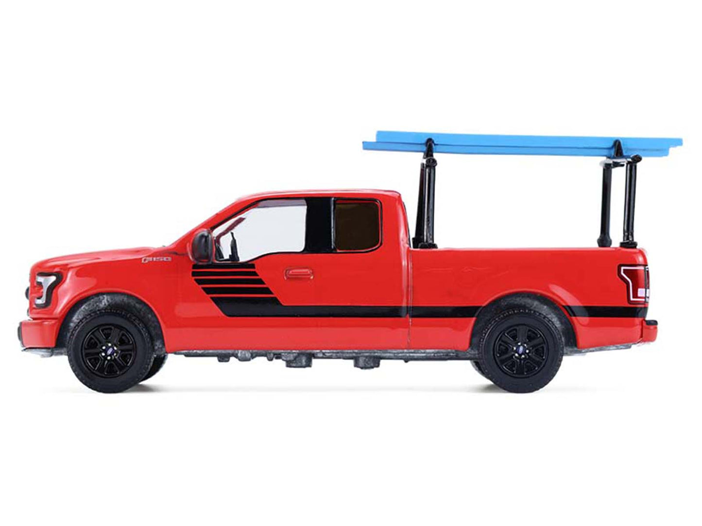 GreenLight 2015 Ford F-150 Pickup Truck with Ladder Rack Red Black Stripes "Down on the Farm" Series 11 1/64 Diecast Model by <h2>2015 Greenlight</h2> <p>High-quality car perfect for collectors and en