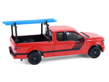 GreenLight 2015 Ford F-150 Pickup Truck with Ladder Rack Red Black Stripes "Down on the Farm" Series 11 1/64 Diecast Model by <h2>2015 Greenlight</h2> <p>High-quality car perfect for collectors and en