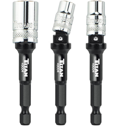 Titan 1/4 and 3/8 in Drive 3 in 1 Stepped Impact Socket Adapter