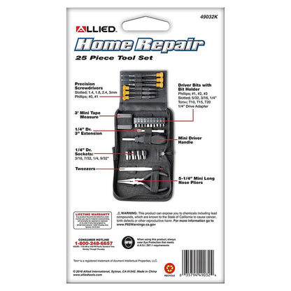 Allied "Home Repair" Mini SAE Tool Set with Zipper Pouch (25 Piece)