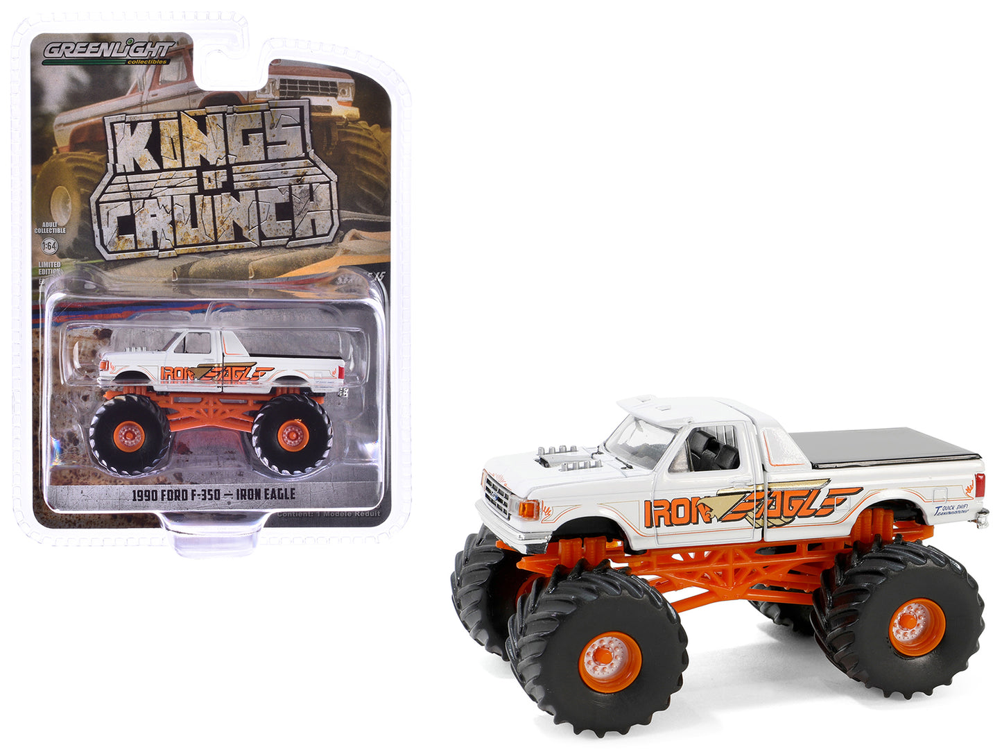 GreenLight 1990 Ford F-350 Monster Truck White "Iron Eagle" "Kings of Crunch" Series 15 1/64 Diecast Model Car by <h2>1990 Greenlight</h2> <p>High-quality perfect for collectors and enthusiasts. Featu