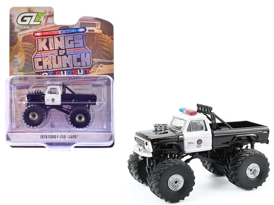 1978 Ford F-250 Monster Truck "LAPD (Los Angeles Police Department)" Black and White "Kings of Crunch - Hot Pursuit" Special Edition 1/64 T&y Diecast Model Car by Greenlight