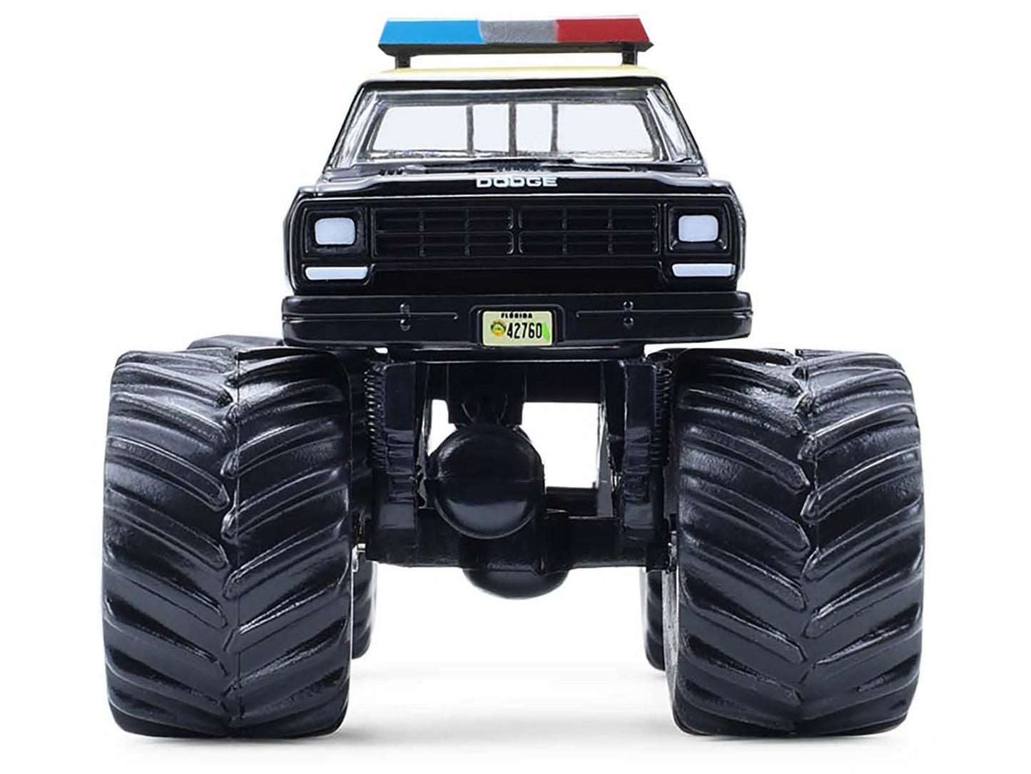GreenLight 1983 Dodge Ram W350 Monster Truck "Florida Highway Patrol" Black with Cream Top and Stripes "Kings of Crunch - Hot Pursuit" Special Edition 1/64 Diecast Model Car by <h2>1983 Greenlight</h2