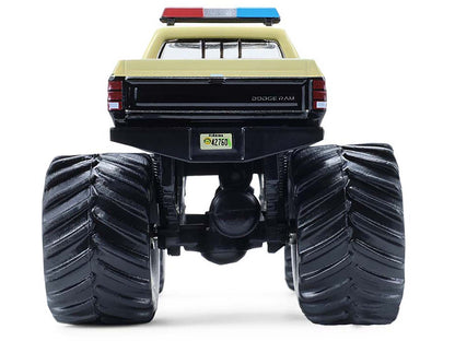 GreenLight 1983 Dodge Ram W350 Monster Truck "Florida Highway Patrol" Black with Cream Top and Stripes "Kings of Crunch - Hot Pursuit" Special Edition 1/64 Diecast Model Car by <h2>1983 Greenlight</h2