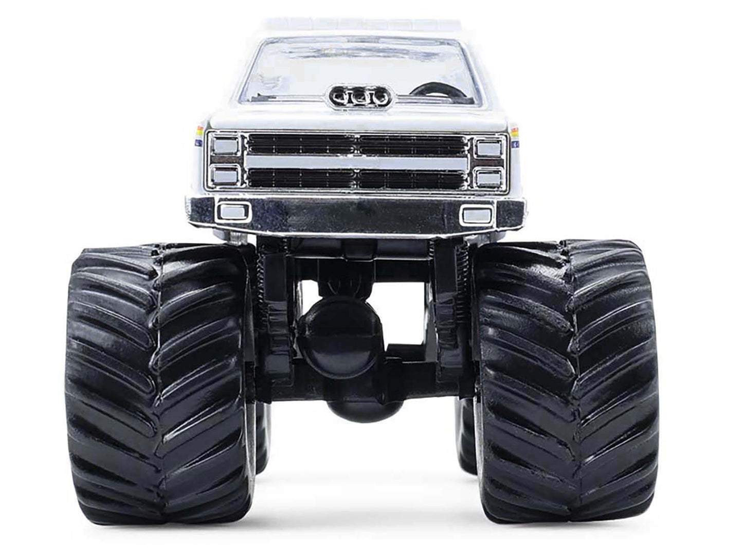 GreenLight 1986 Chevrolet Silverado Monster Truck "Royal Canadian Mounted Police" White with Stripes "Kings of Crunch - Hot Pursuit" Special Edition 1/64 Diecast Model Car by <h2>1986 Greenlight</h2>