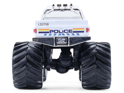GreenLight 1986 Chevrolet Silverado Monster Truck "Royal Canadian Mounted Police" White with Stripes "Kings of Crunch - Hot Pursuit" Special Edition 1/64 Diecast Model Car by <h2>1986 Greenlight</h2>
