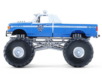 GreenLight 1990 Ford F-350 Monster Truck "NYPD (New York Police Department)" Blue with White Top "Kings of Crunch - Hot Pursuit" Special Edition 1/64 Diecast Model Car by <h2>1990 Greenlight</h2> <p>H